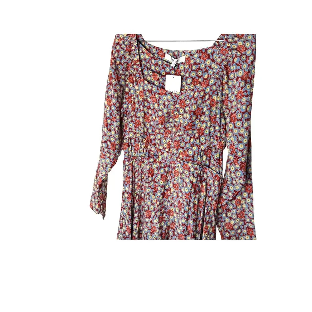 New Joie Eilish Floral Maxi Dress Fired Brick Multi Long Sleeve Boho Size S - Picture 5 of 16